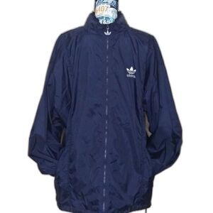 Vintage ADIDAS Trefoil Full Zip Windbreaker Jacket Water Resistant 3 Stripes